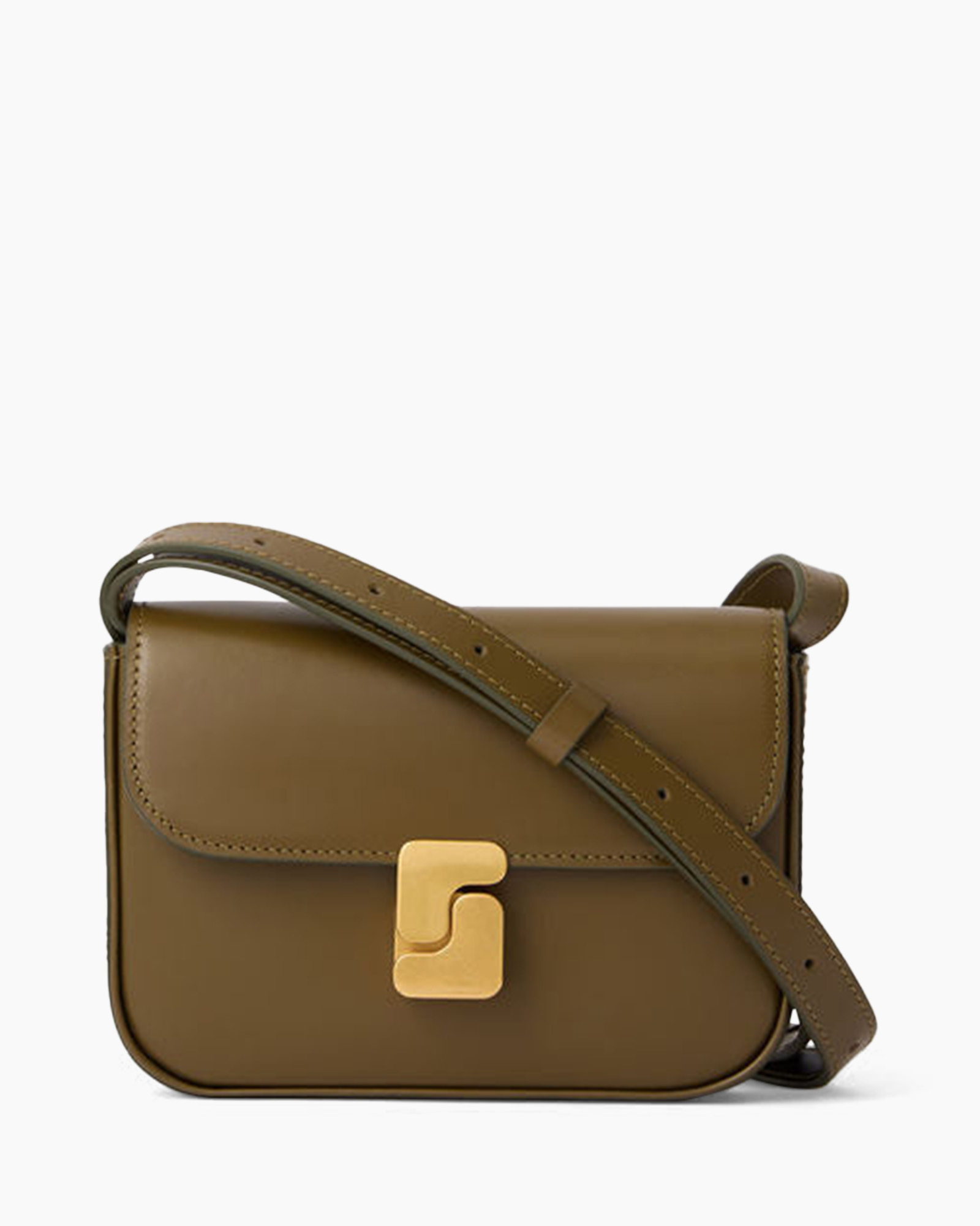 crossbody, bag, brown, leather, gold-tone closure