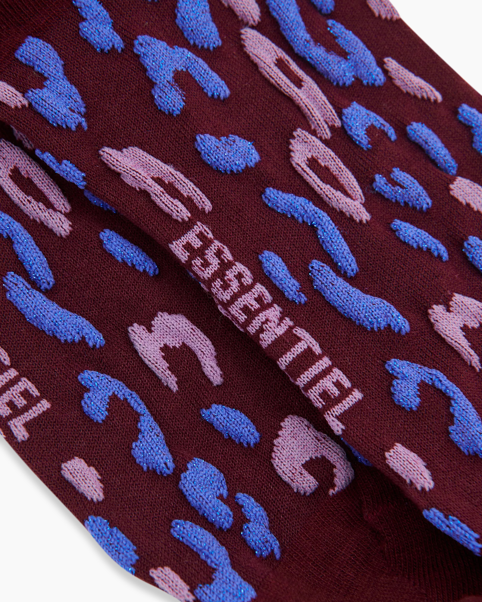 sokken, enkellaags, patroon, leopardprint, paars-blauw