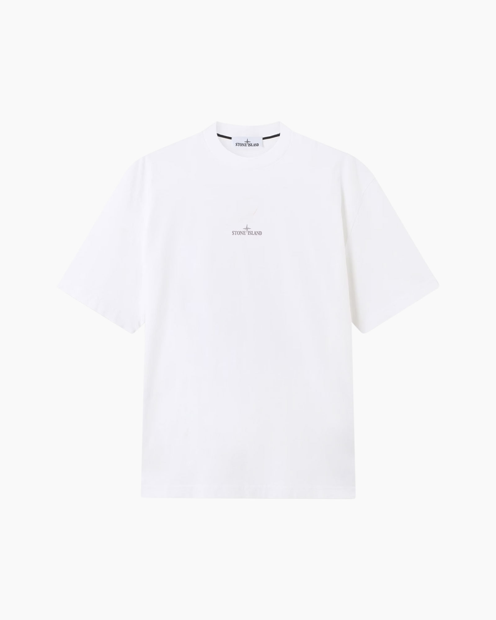 t-shirt, wit, korte mouwen, kraagloze ronde hals, logo