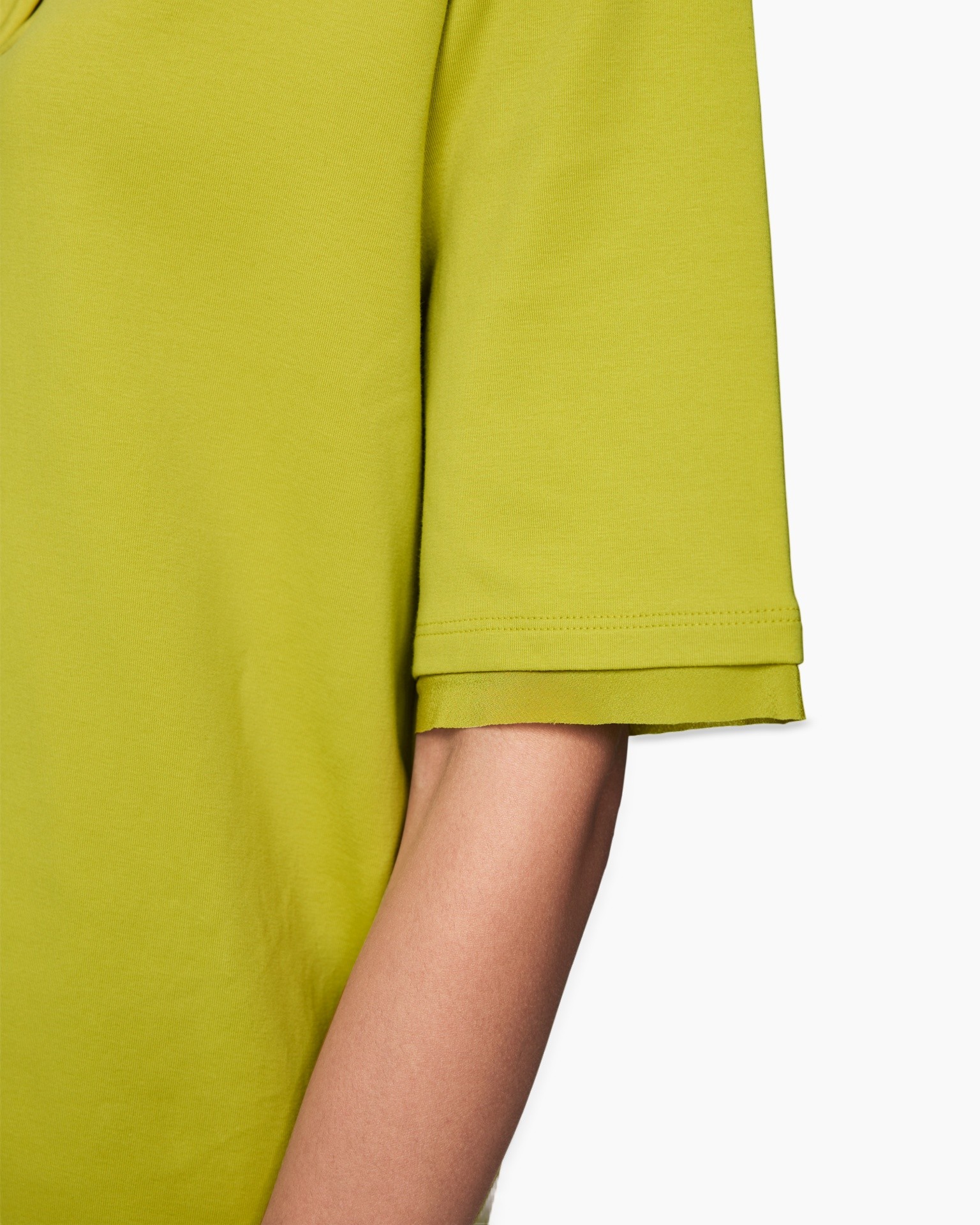 t-shirt, mouw, kapmouw, limegroen, polyester