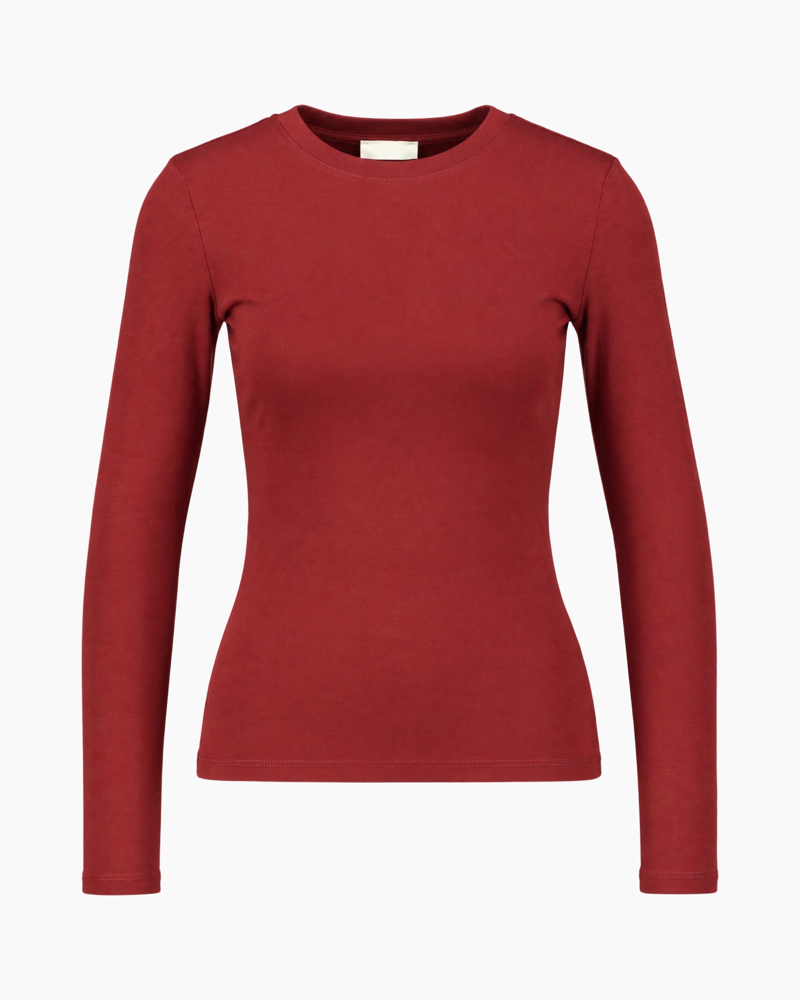 lange mouwen, rood, breipunt, shirt, effen kleur