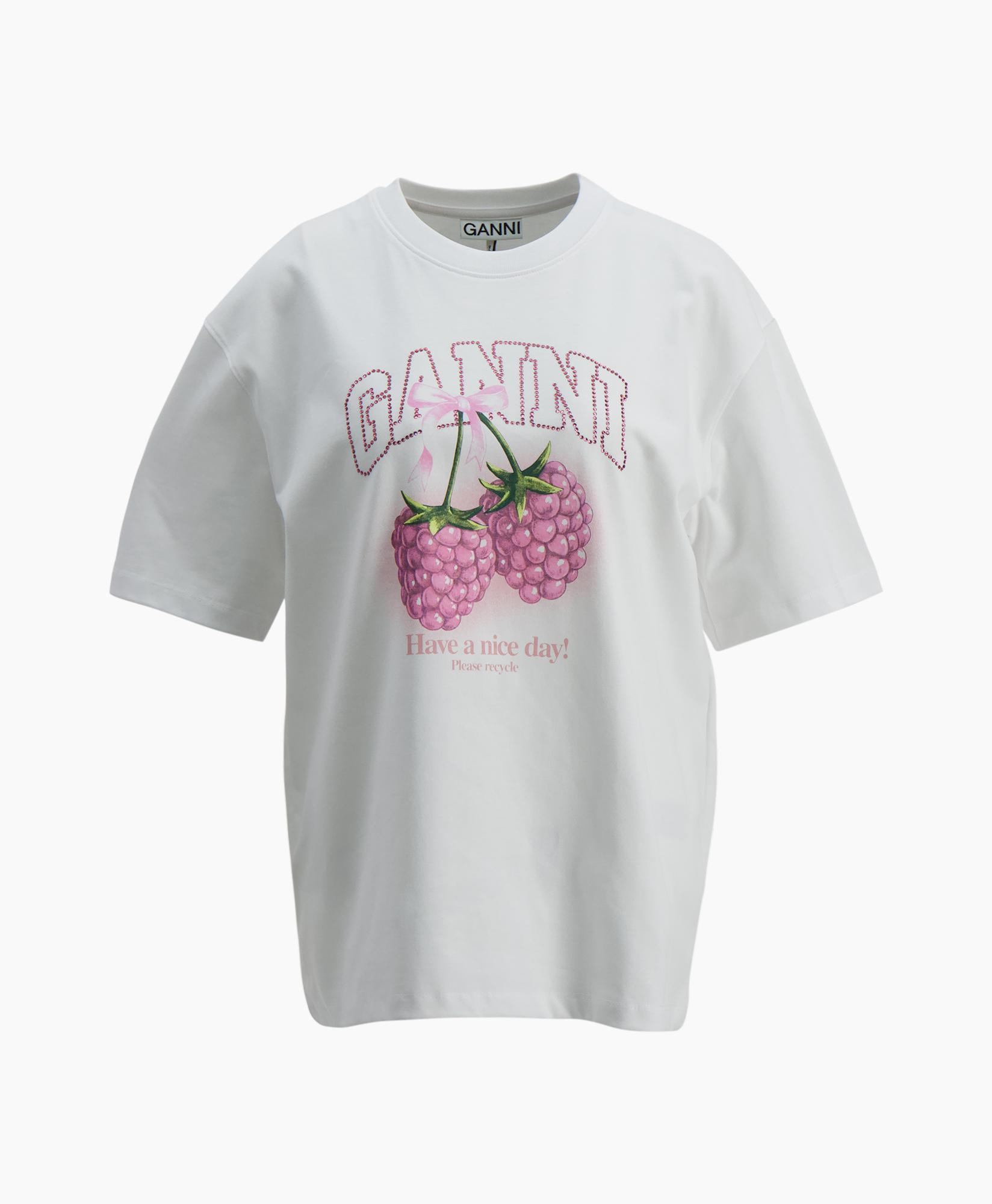 tshirt, graphic tee, fruit print, pink berries, short sleeve