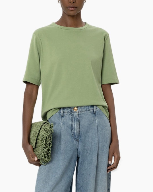 groene, t-shirt, korte mouwen, katoen, casual