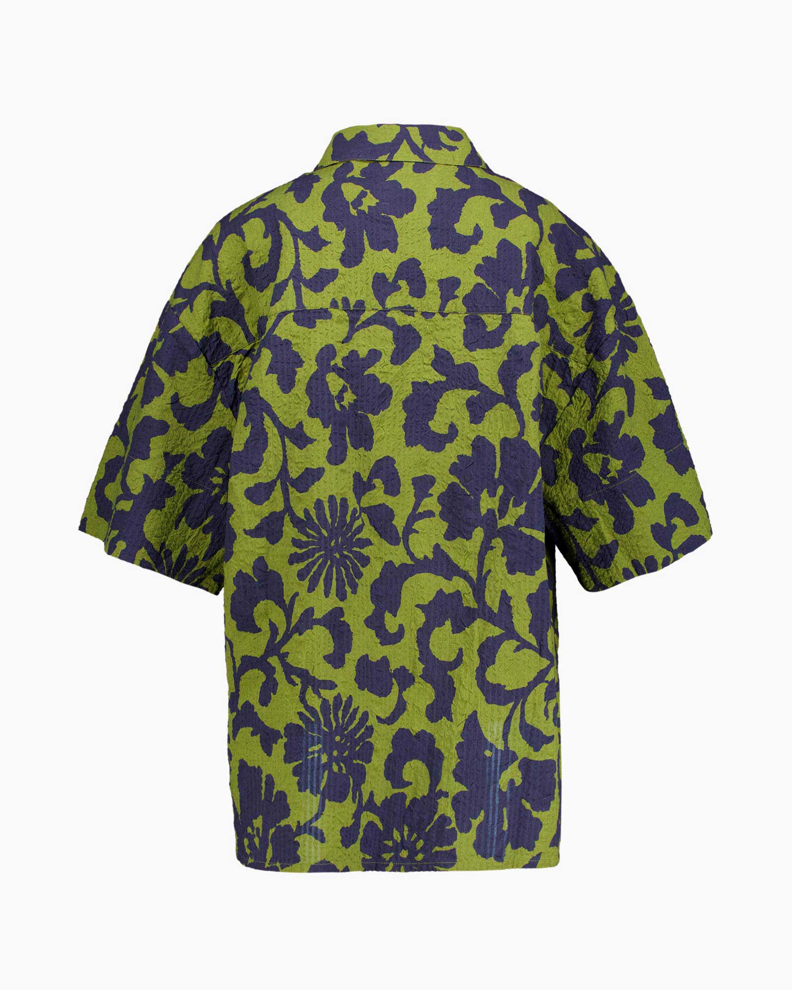 hemd, korte mouwen, knopen, bloemenpatroon, groen/blauw