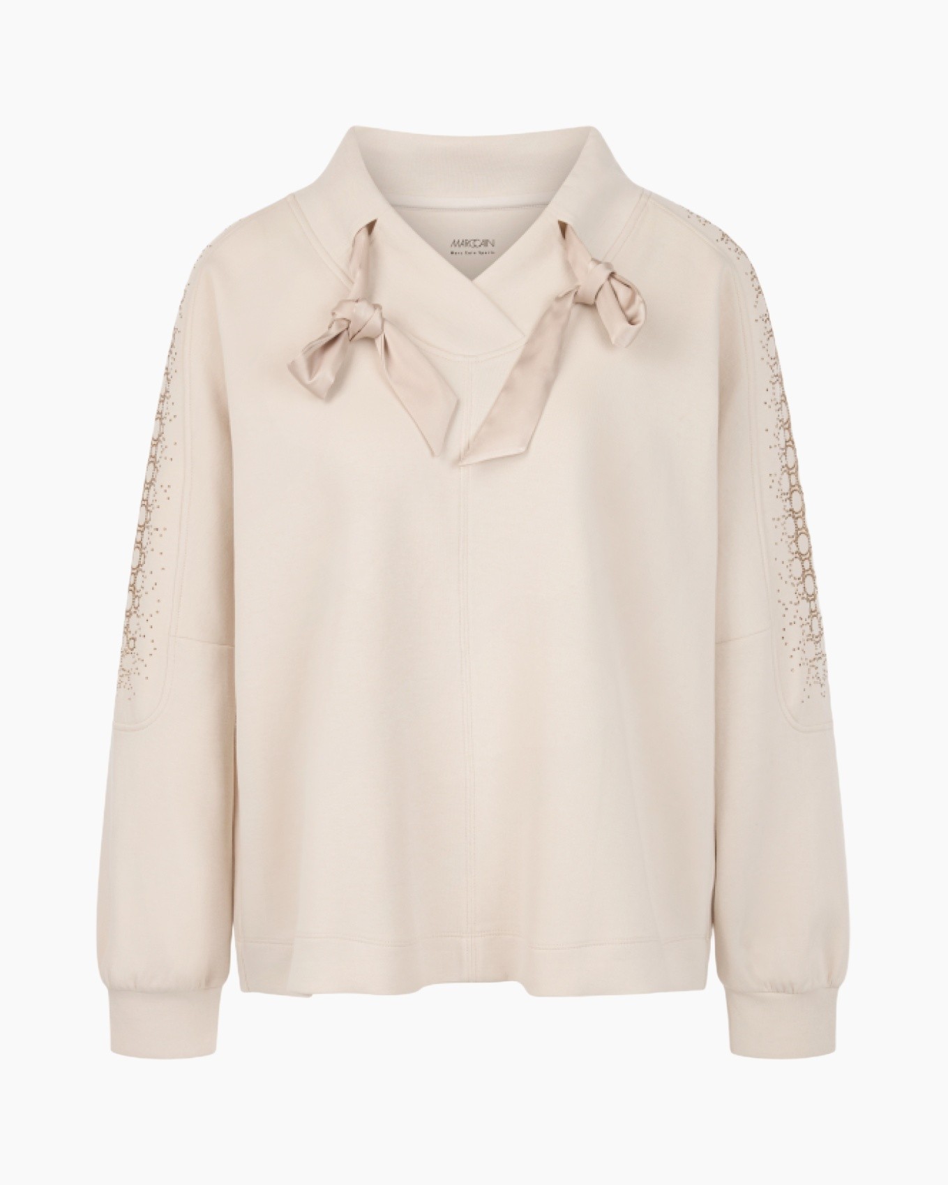 blouse, trui, kanten van kant, strik detail, beige