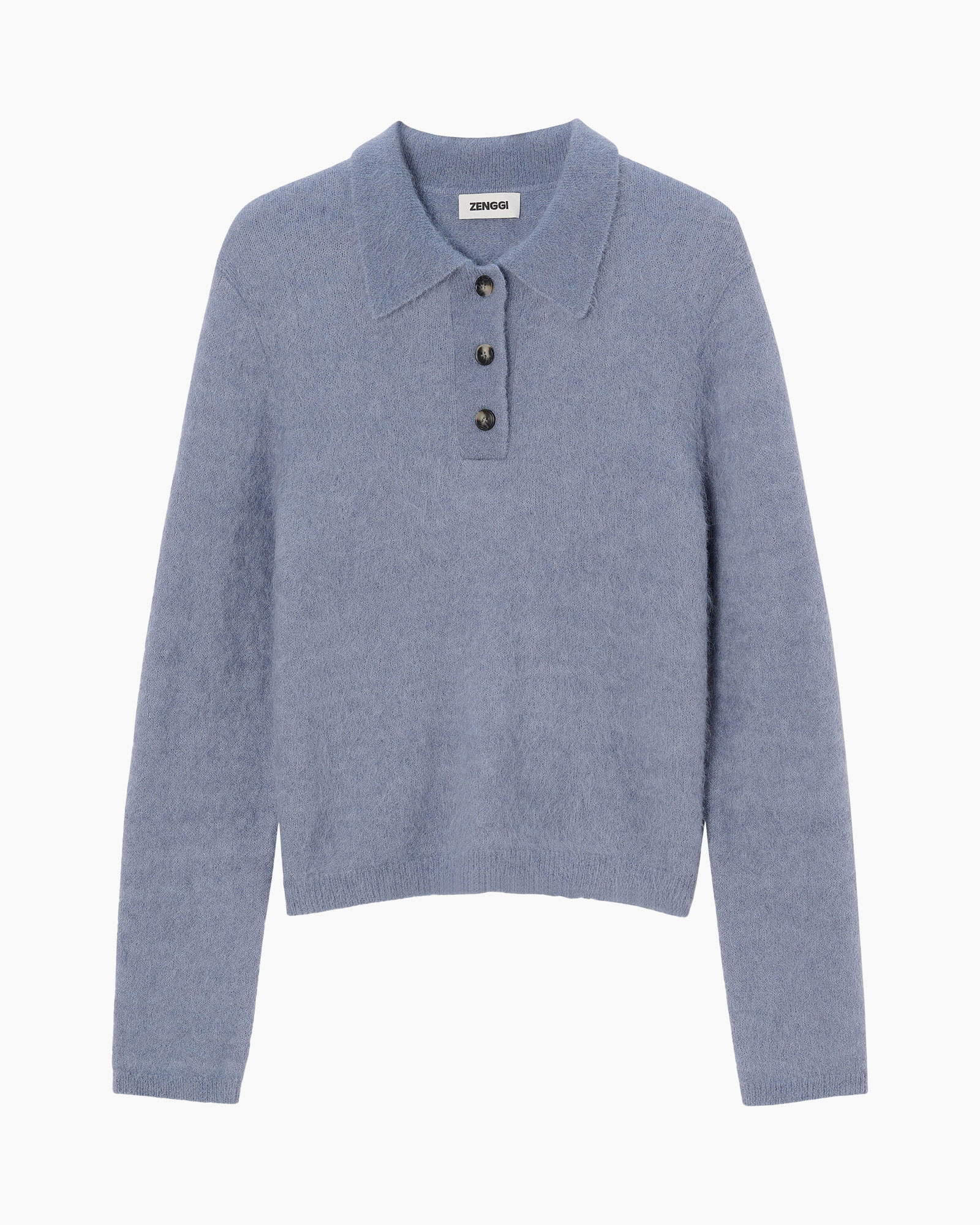gebreide trui, pullover, kraag, lange mouwen, blauw