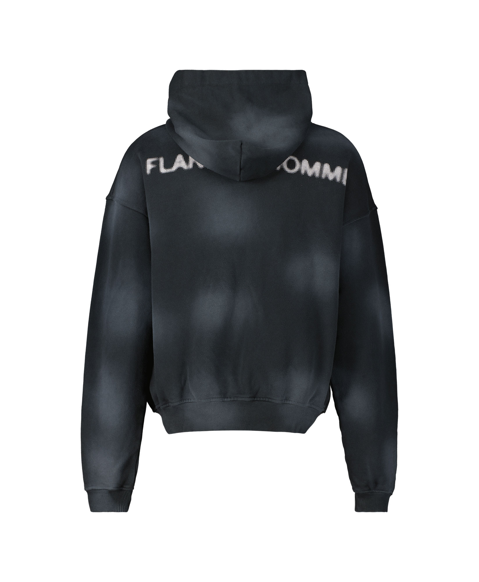Flaneur Homme Hoodie Dotted Logo Rivettes Zip Up H Zwart