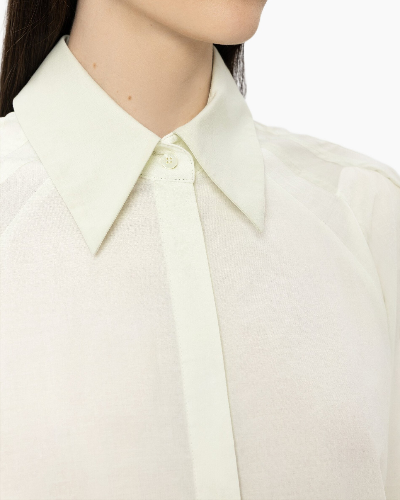 kraag, knopen blouse, blouse, wit, linnen