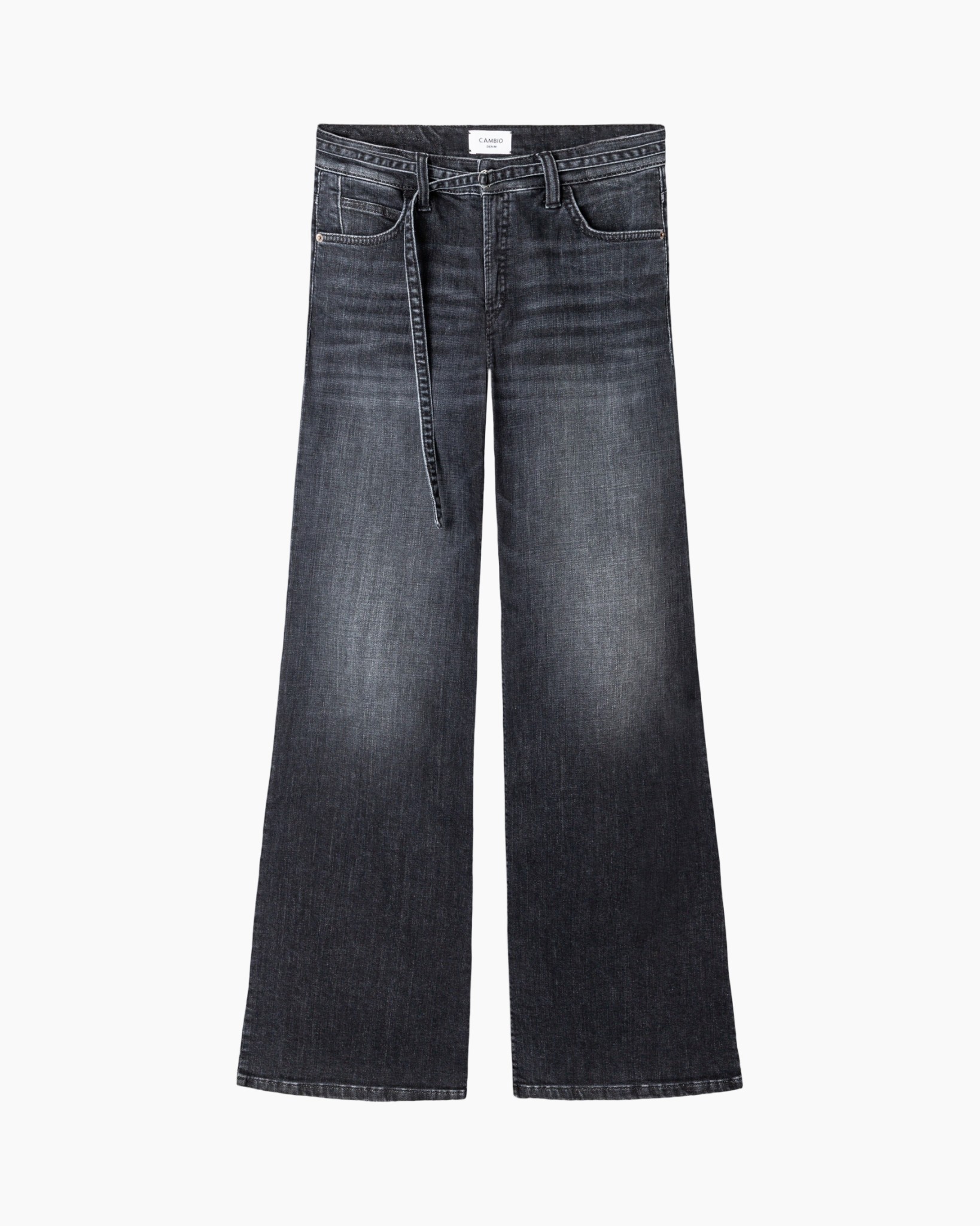 spijkerbroek, wijde pijpen, donkere wassing, hoge taille, denim