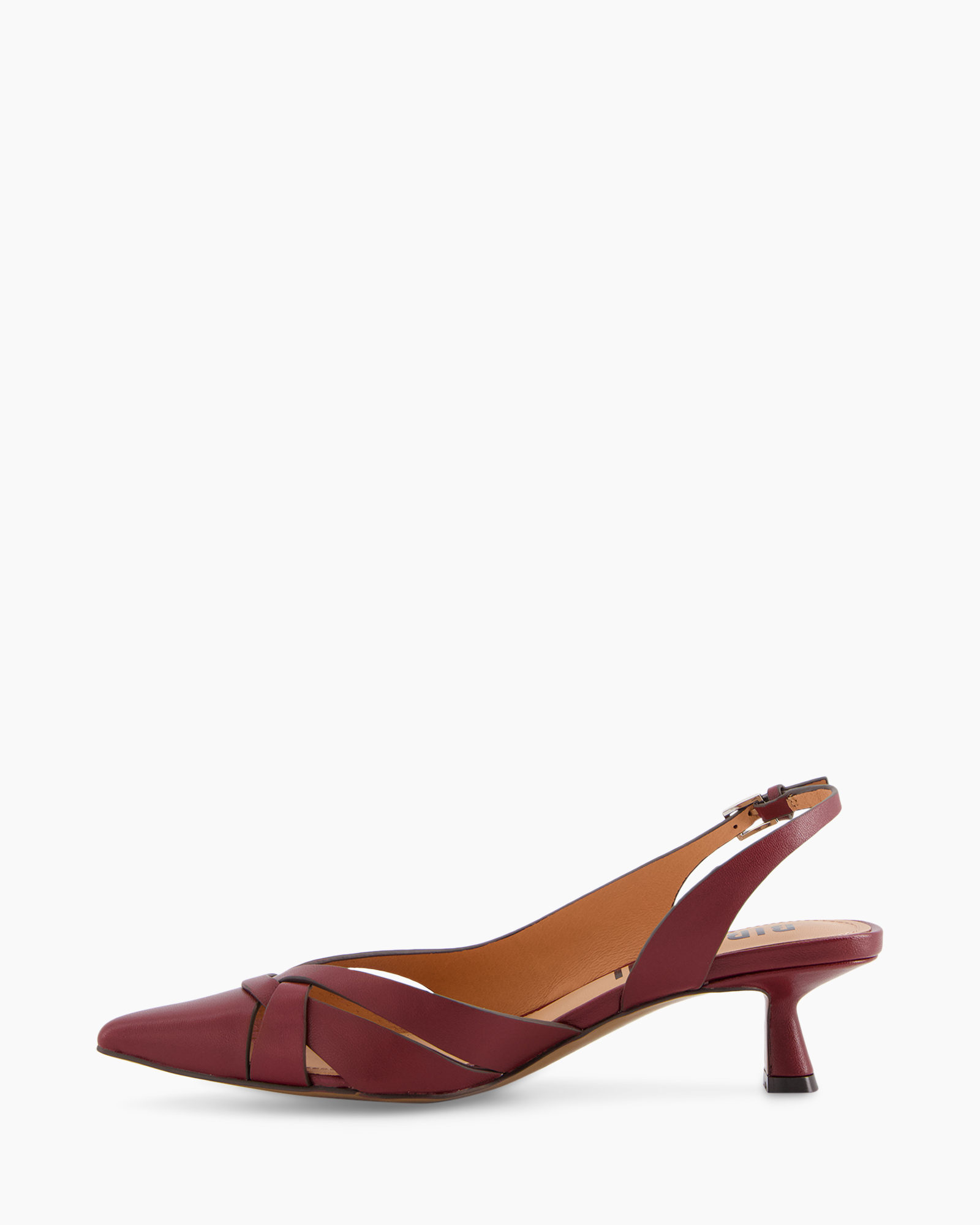 slingback, pump, burgundy, leer, hak