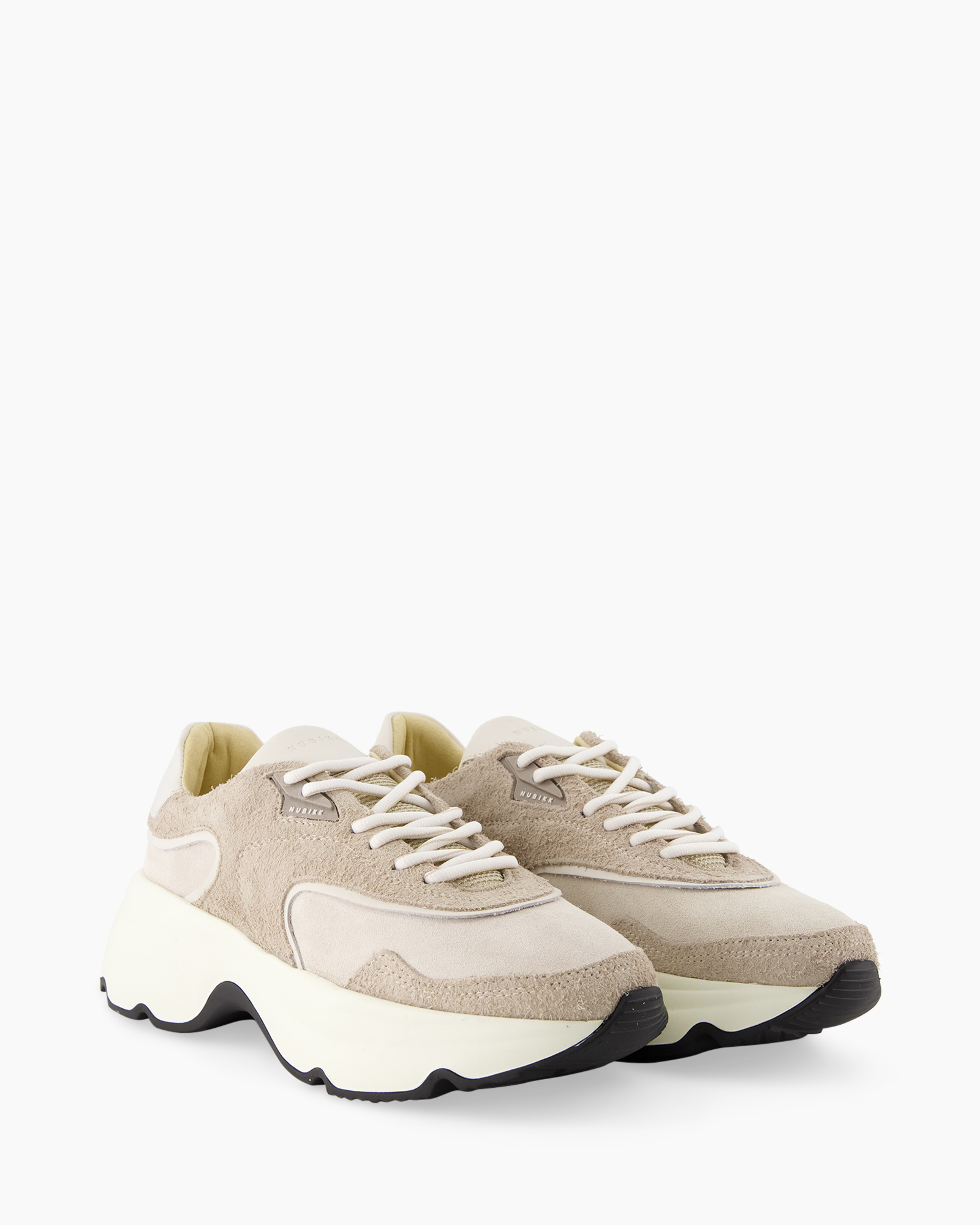 sneaker, chunky, beige, suede, veters