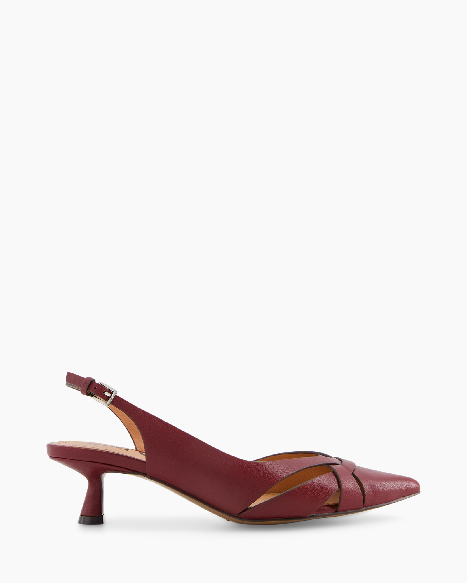 slingback, pump, burgundy, leer, hak