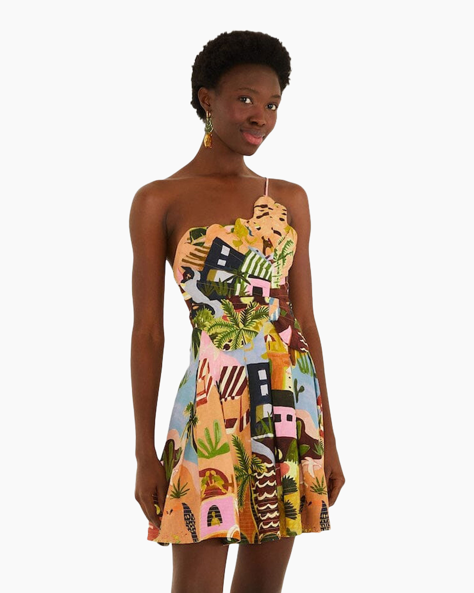 strapless jurk, geprinte jurk, zomer jurk, kleurvol patroon, knee-length