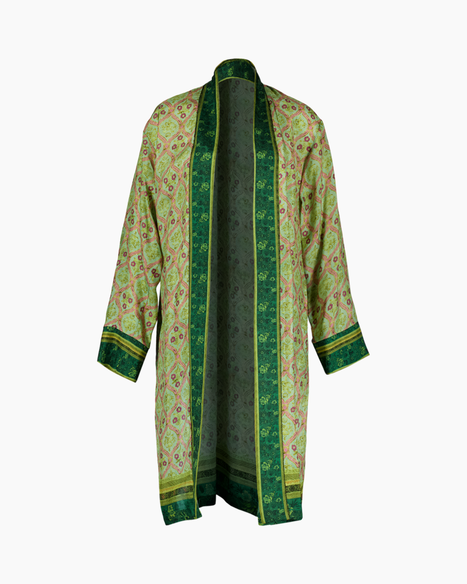 kimono, groen, patroon, jasje, open voor