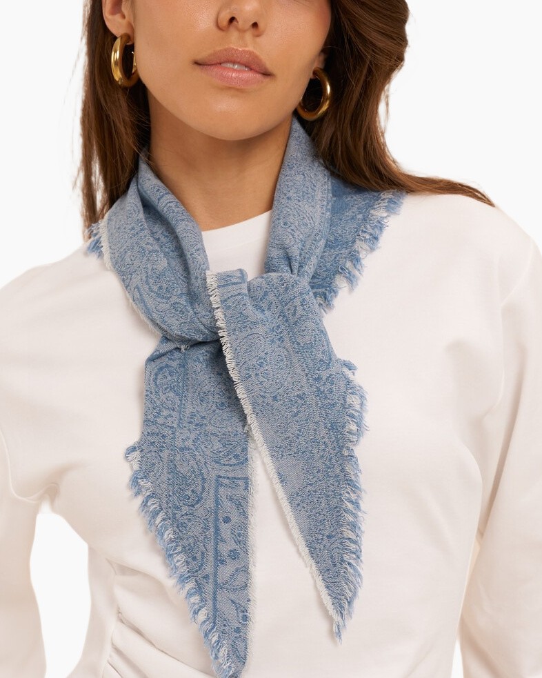 sjaal, bandana, fringed, paisley, blauw