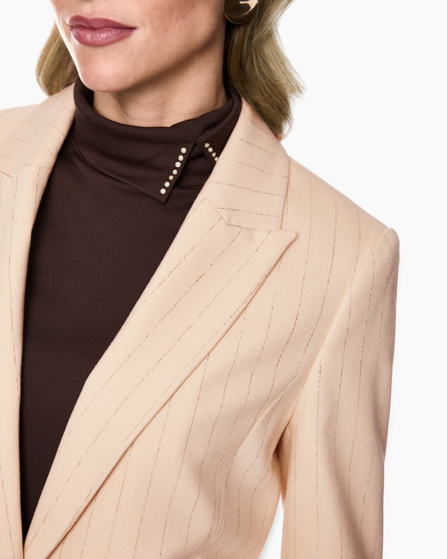 blazer, strepen, pastel, kraag-detail, vrouw