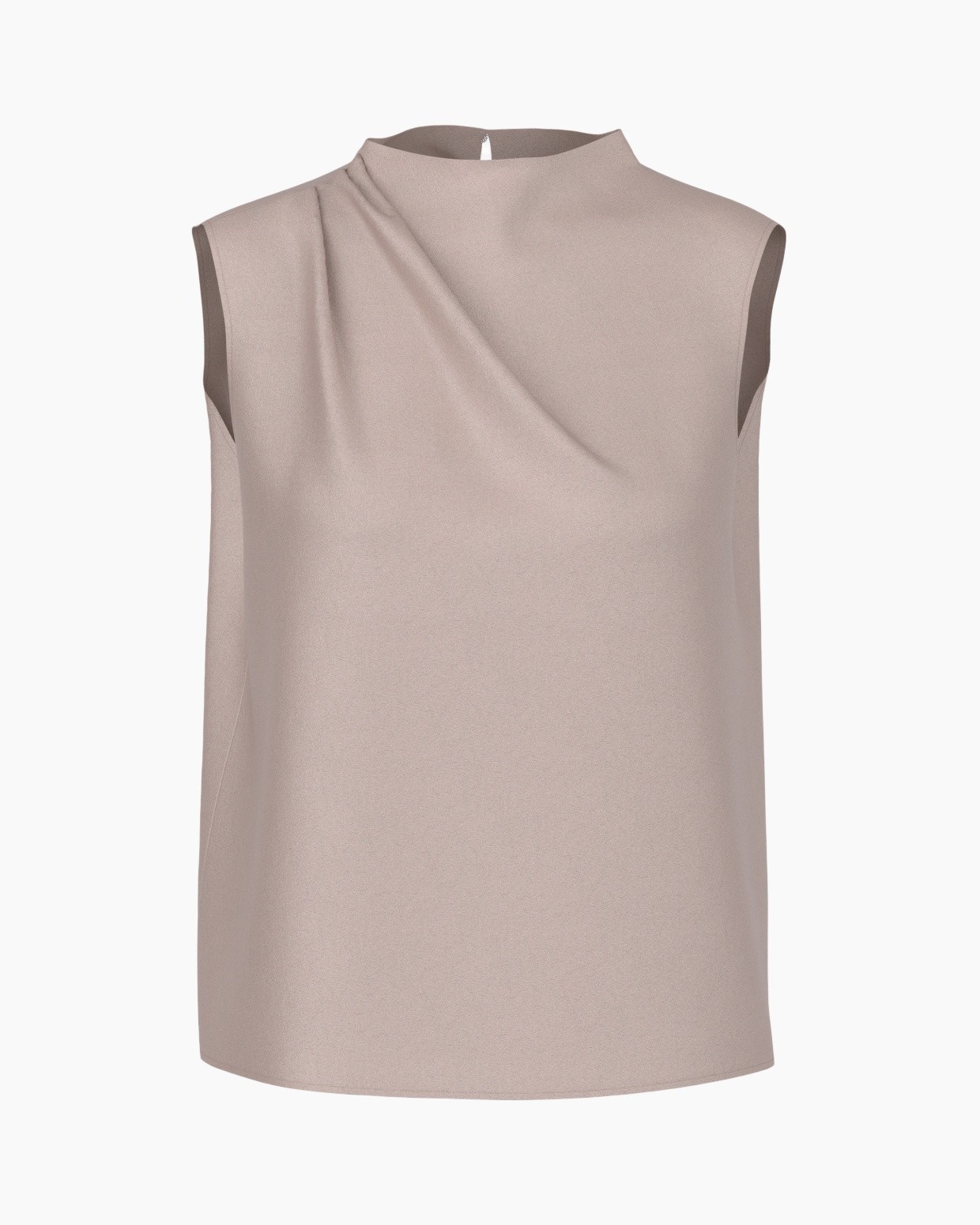 ellasleden, hoog nek, effen kleur, beige, valletjesplooi
