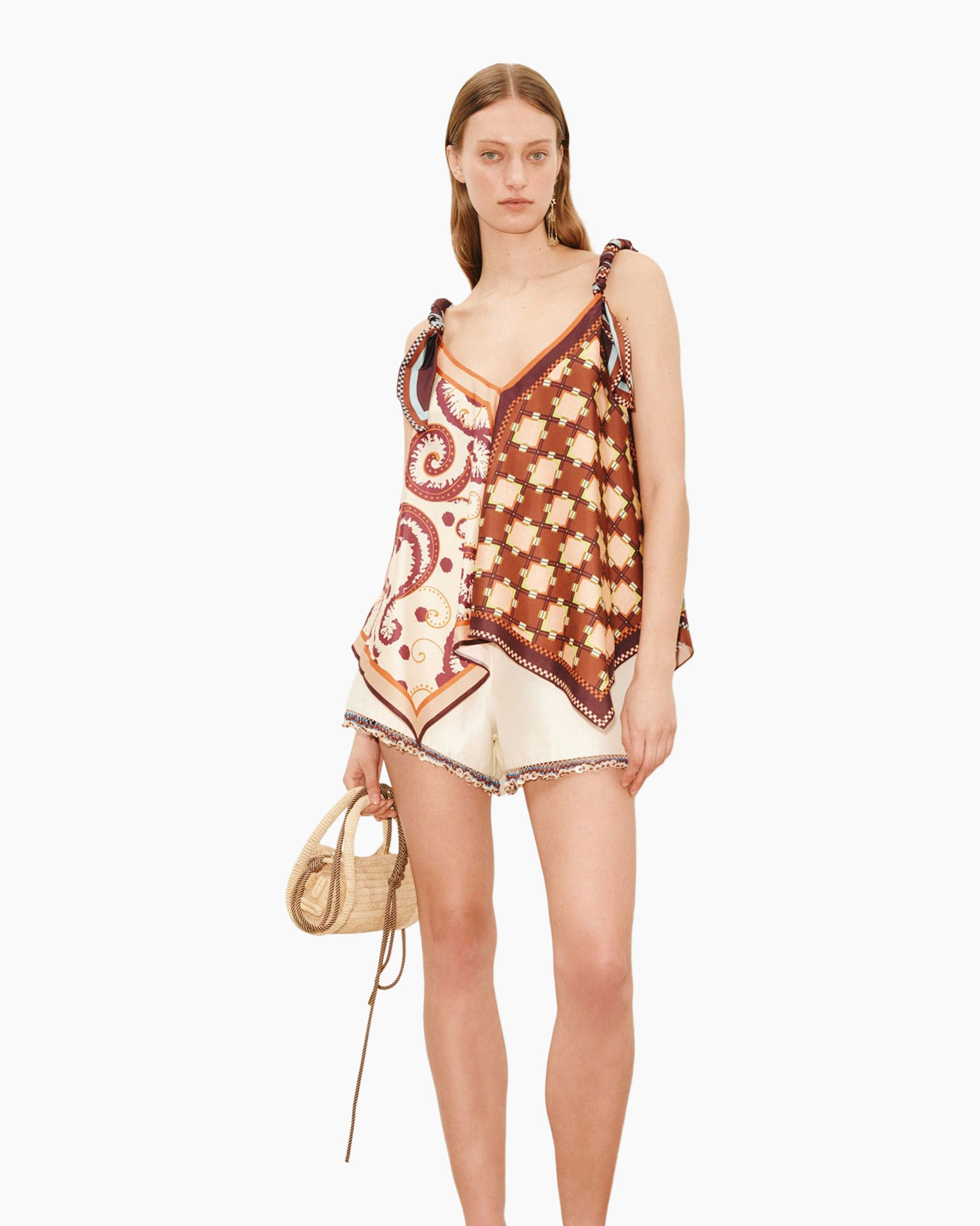 romantische top, one-shoulder strap, paisley patroon, boho top, tassenriem tas