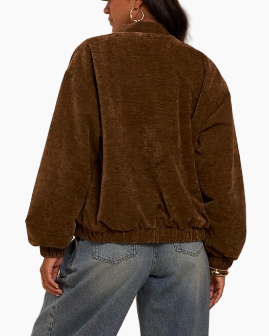 jacke bomber, bruin, fluweel, rits, casual