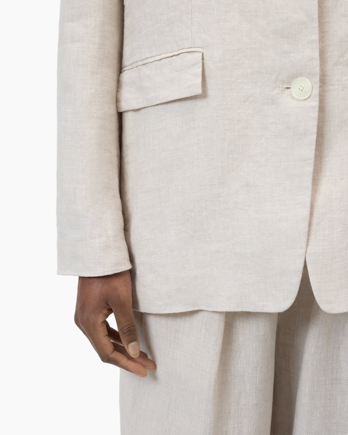linen, beige, blazer, pocket, buttoned