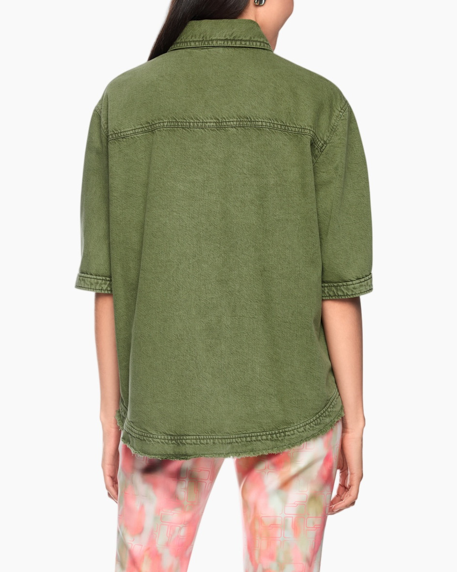 shirth, denim, button-down, olijf, casual