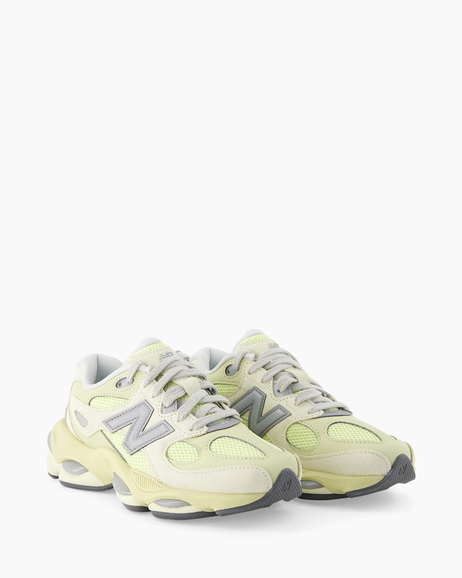 sneaker, hardloopschoen, mesh, lime, lichtgrijs
