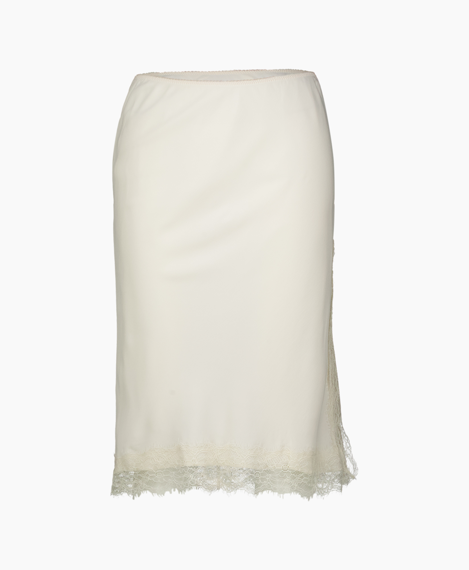 skirt, lace, mid-length, cream, plain