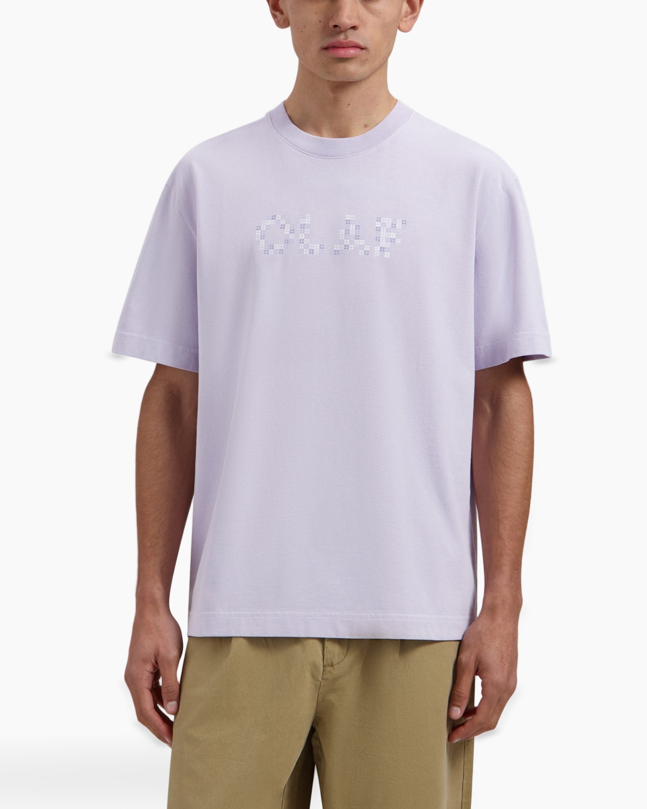 t-shirt, lavender, short-sleeve, logo-embellished, cotton