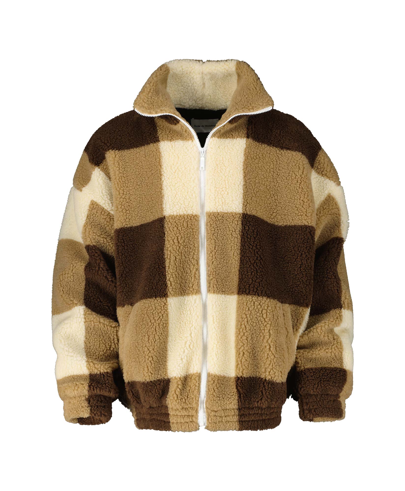 Drole De Monsieur Vest Le Manteau Carreaux Bruin