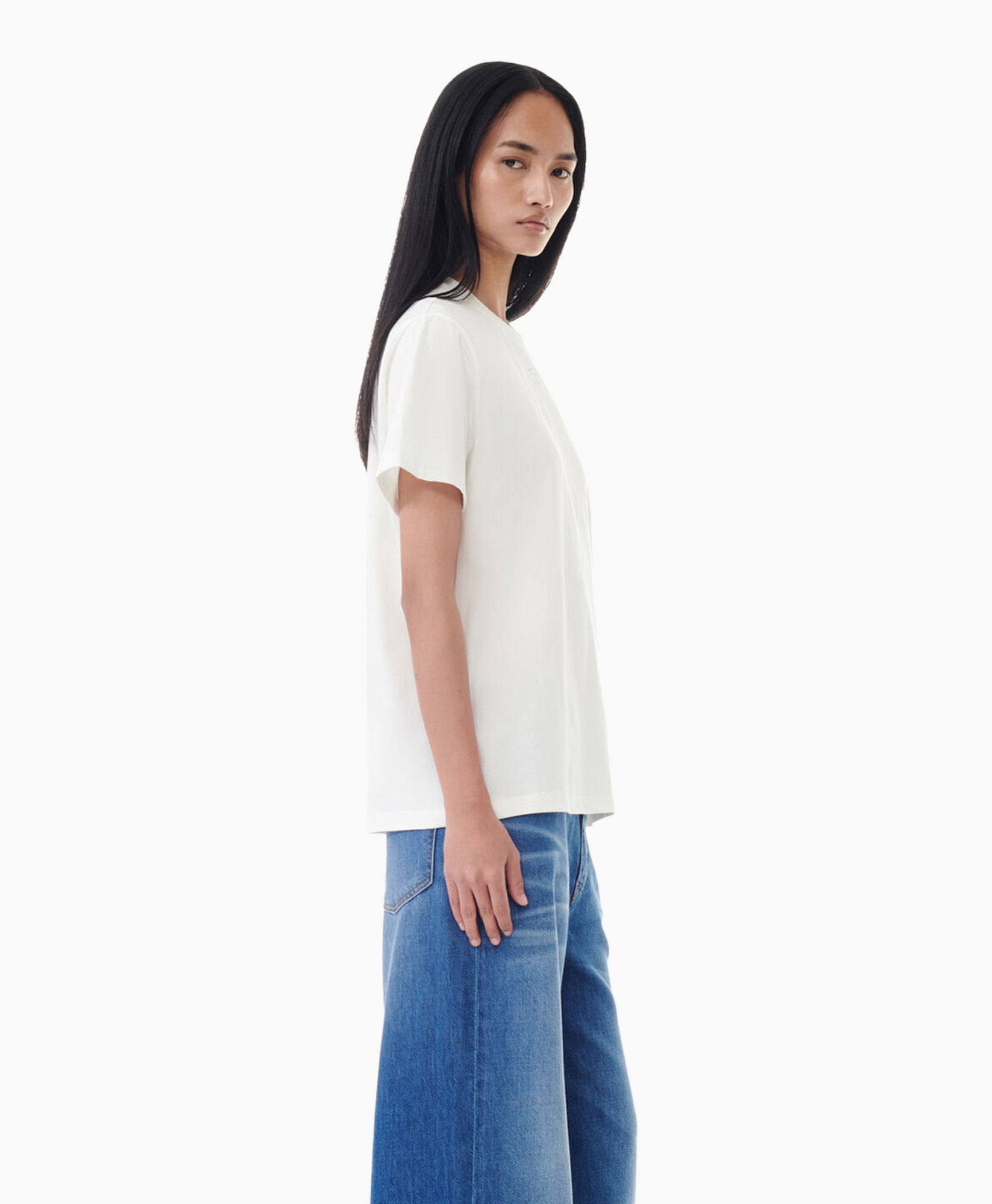 T-shirt Korte Mouw Basic Jersey Rhinestone Relaxed Ecru T-shirt Korte Mouw Basic Jersey Rhinestone Relaxed Ecru