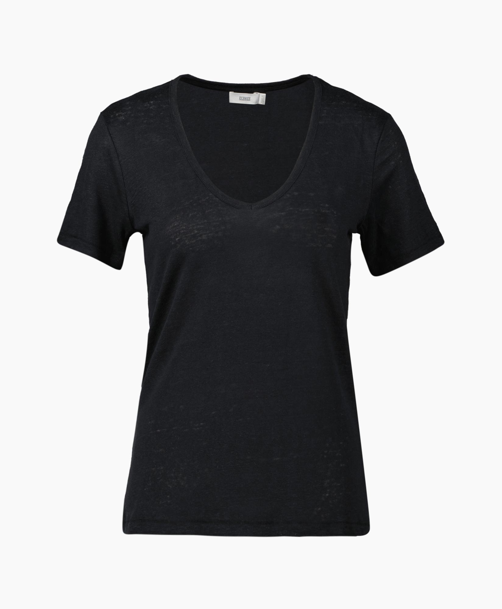 Closed T-shirt Korte Mouw V-neck Zwart