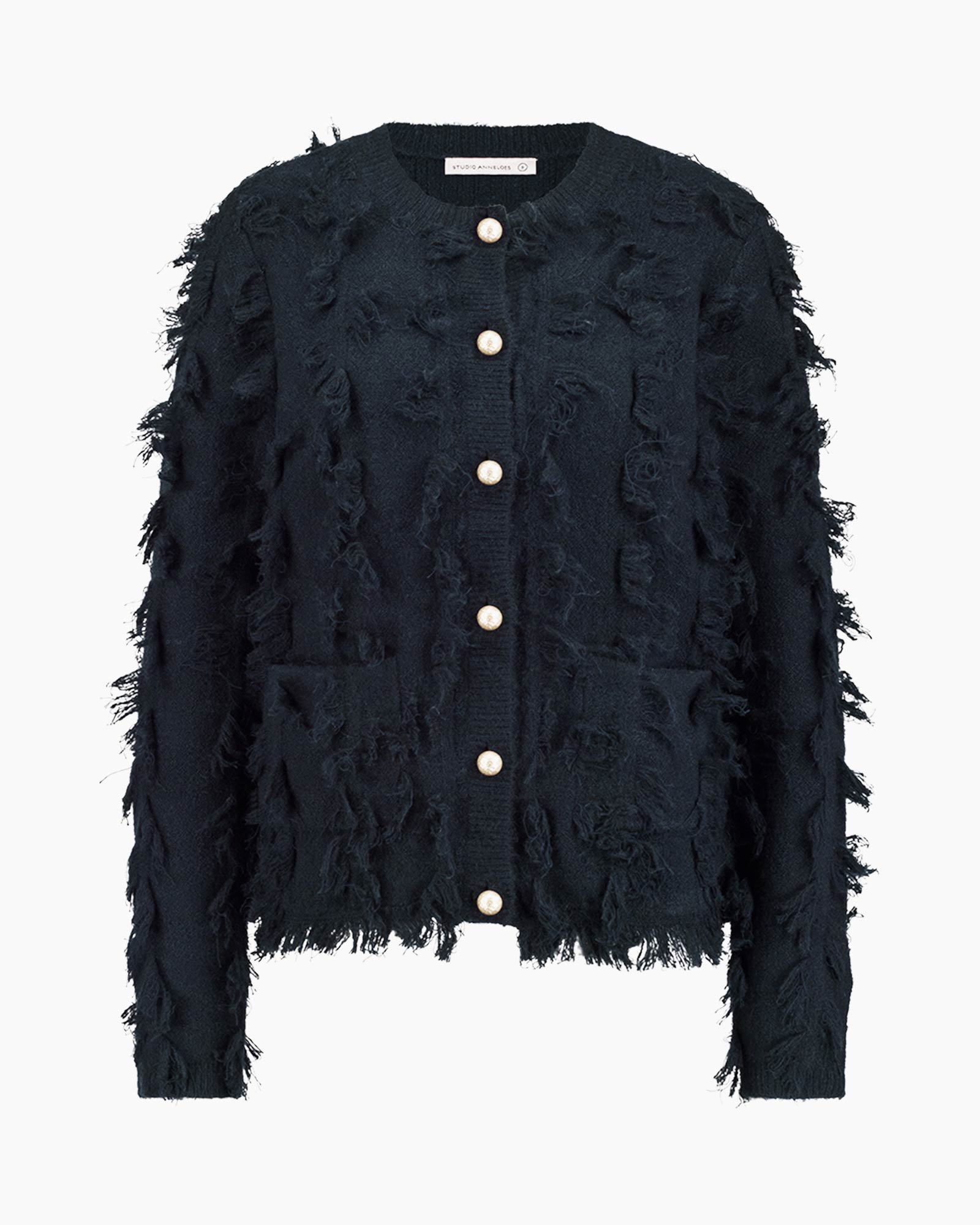 Vest Anka Fringe Cardigan Donker Blauw
