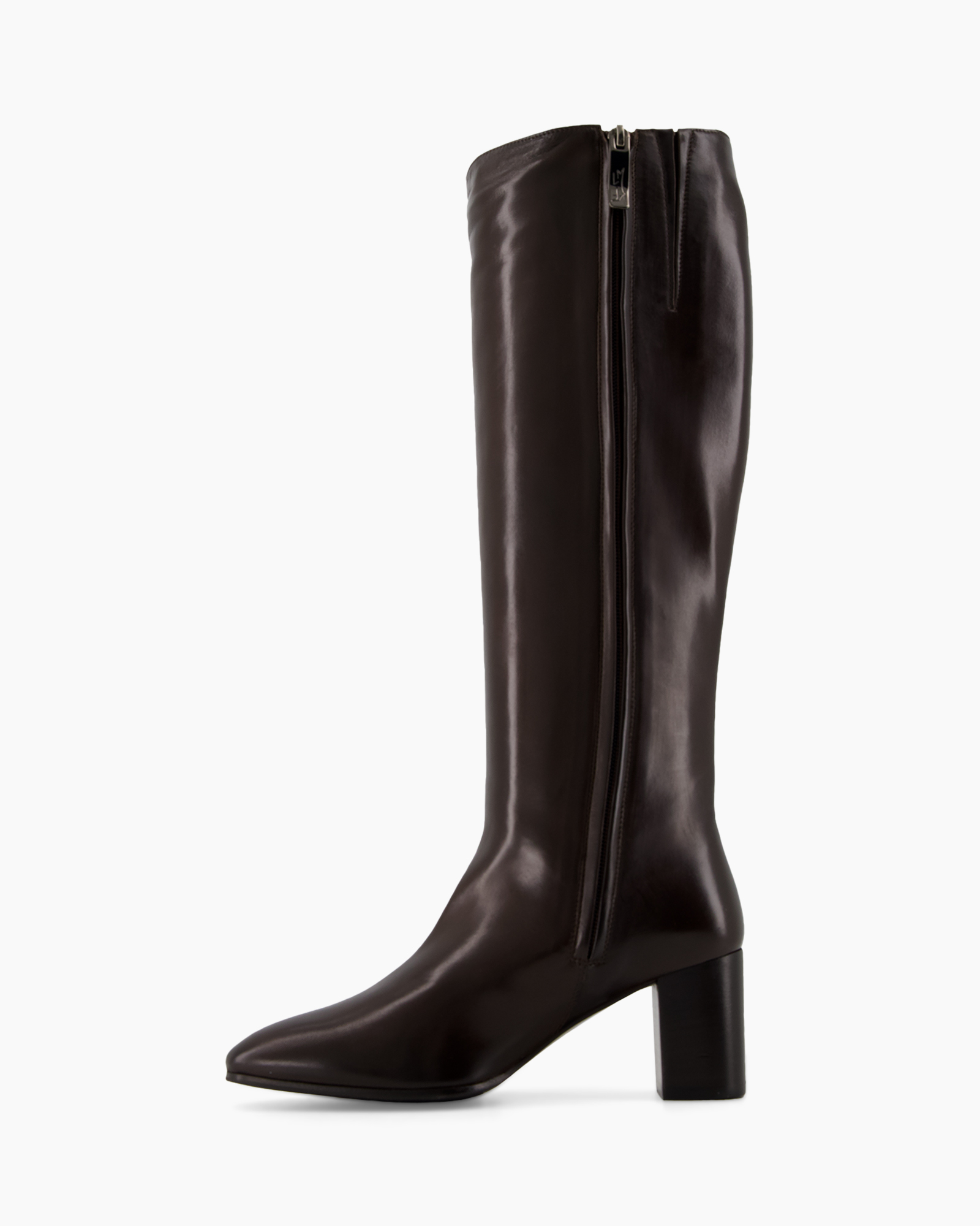 laarzen, knee-high, bruin, leer, hak