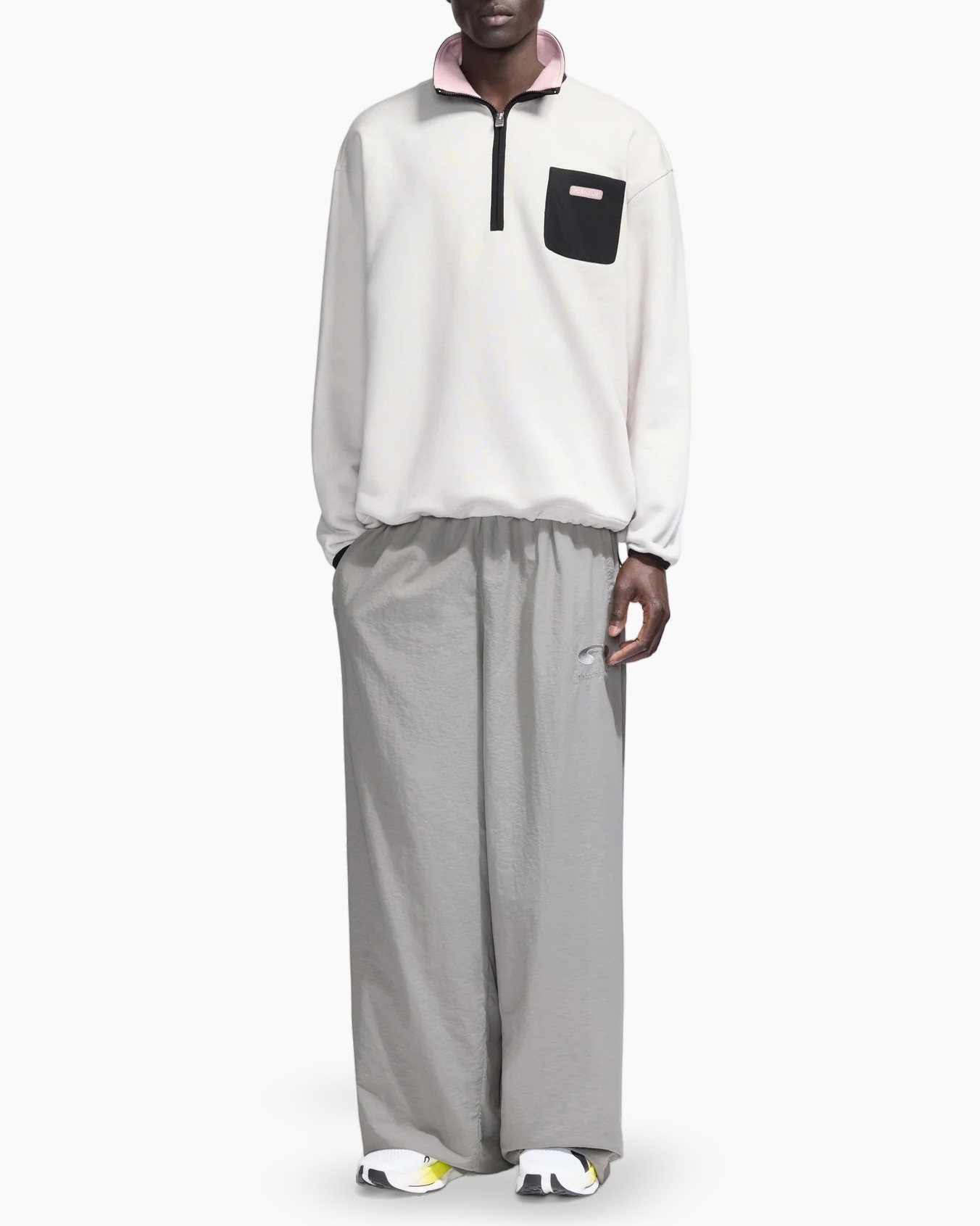 sweatshirt, half-zip, zak, contrast"-trim, losse pasvorm