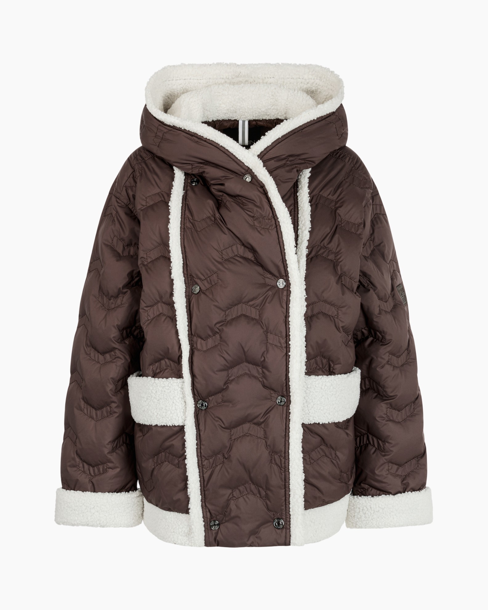 pufferjas, bruin, Shearling trim, kapson, kinderen