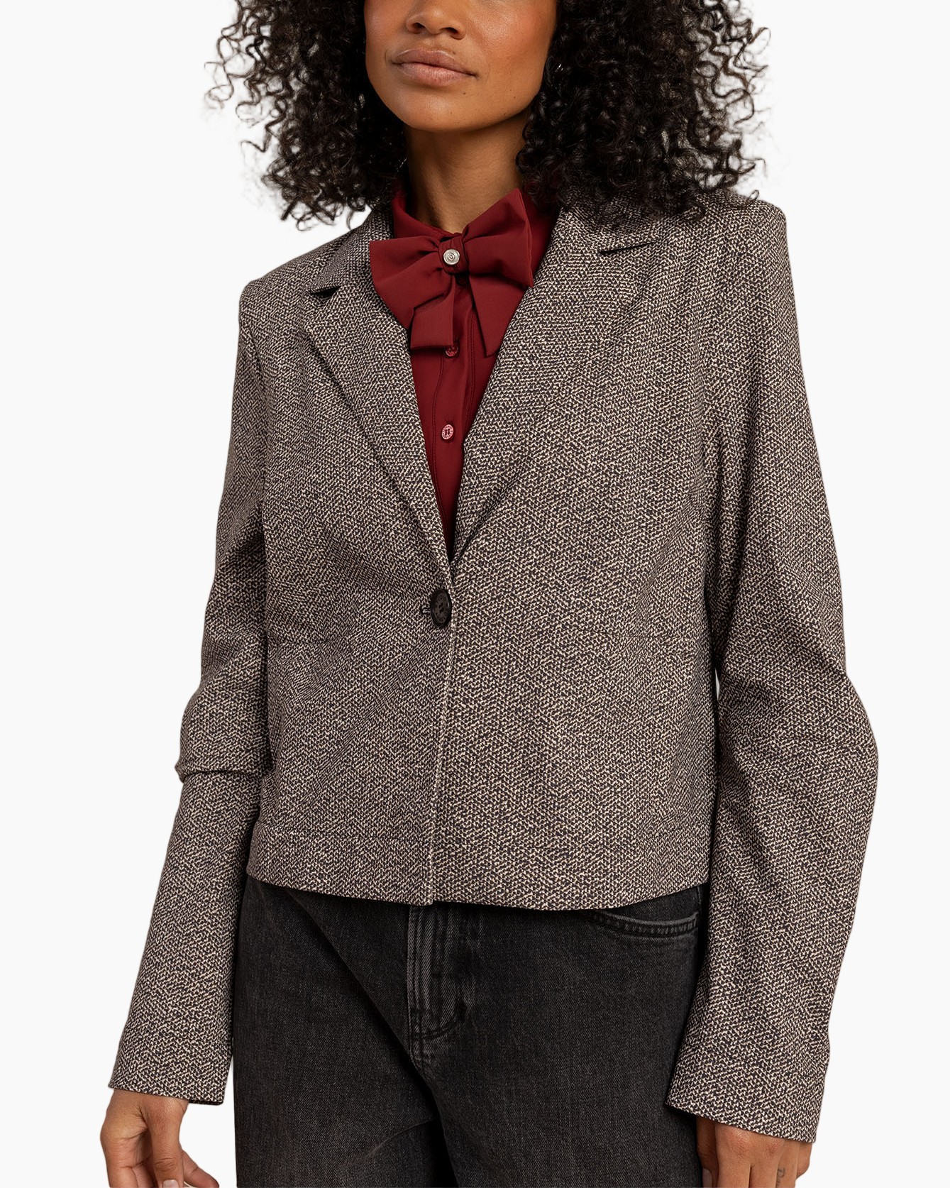 blazer, herringbone, enkele rij, knopen, jacket