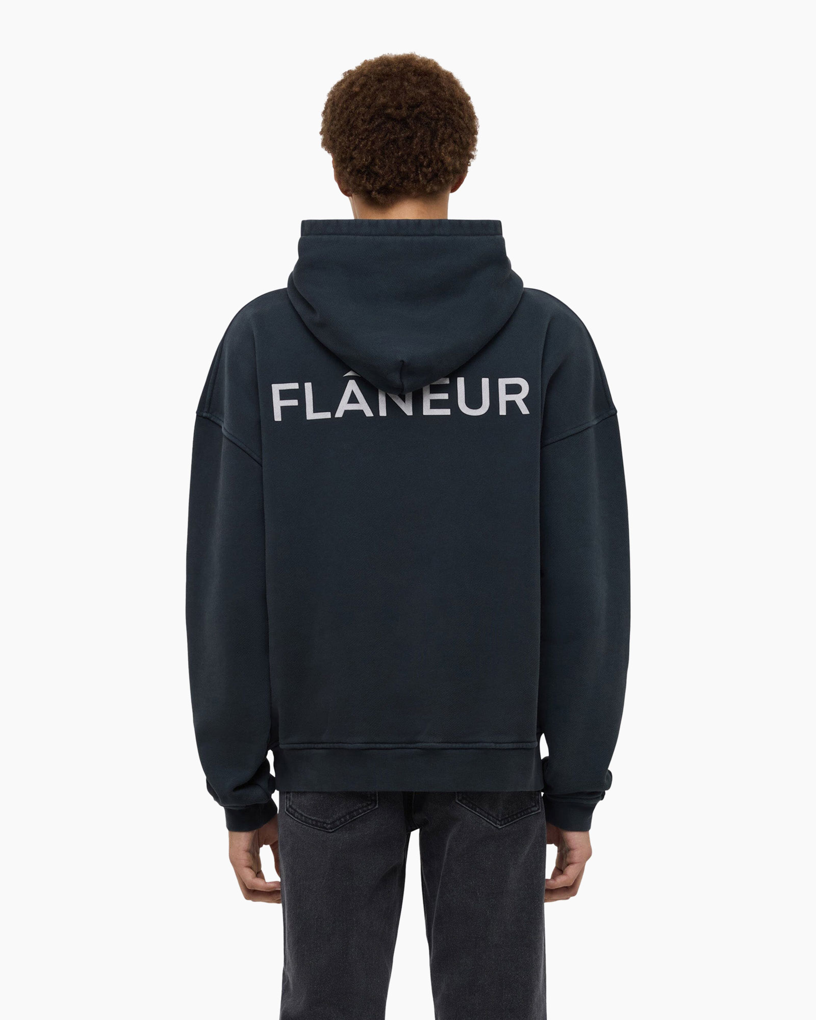 Hoodie Double Logo Washed Zwart