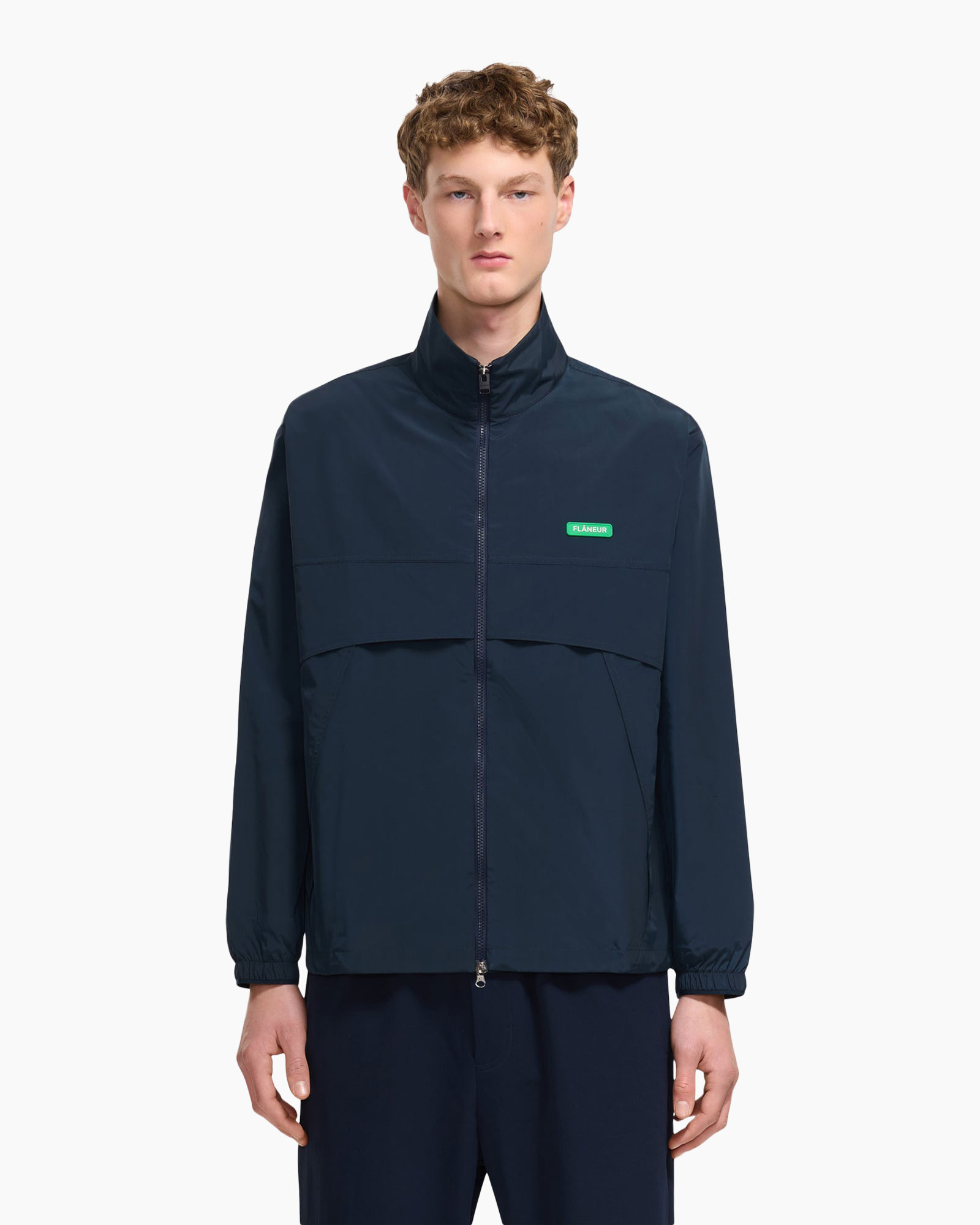 jas, windbreaker, volledige rits, marineblauw, lange mouwen