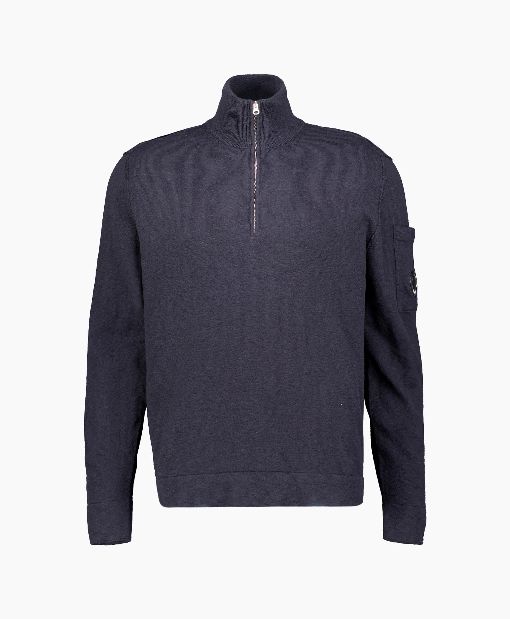 Gebreide Trui Lens Knit Half Zip Donker Blauw