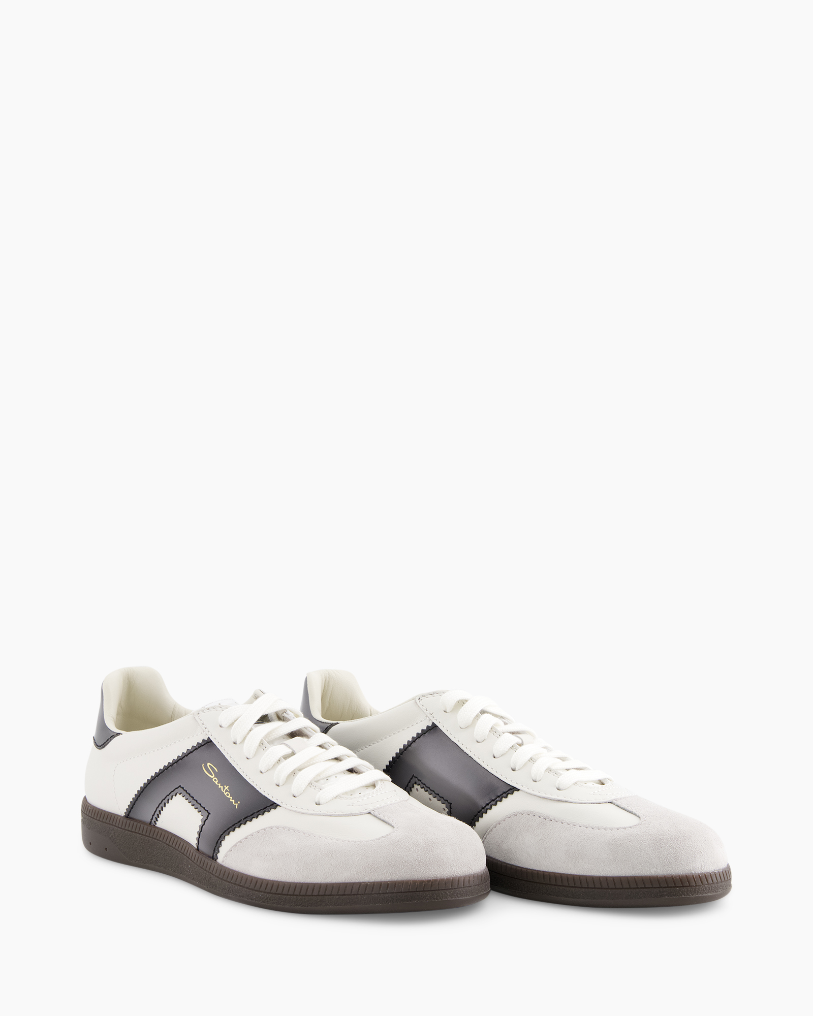 sneakers, wit, grijs, leer, casual