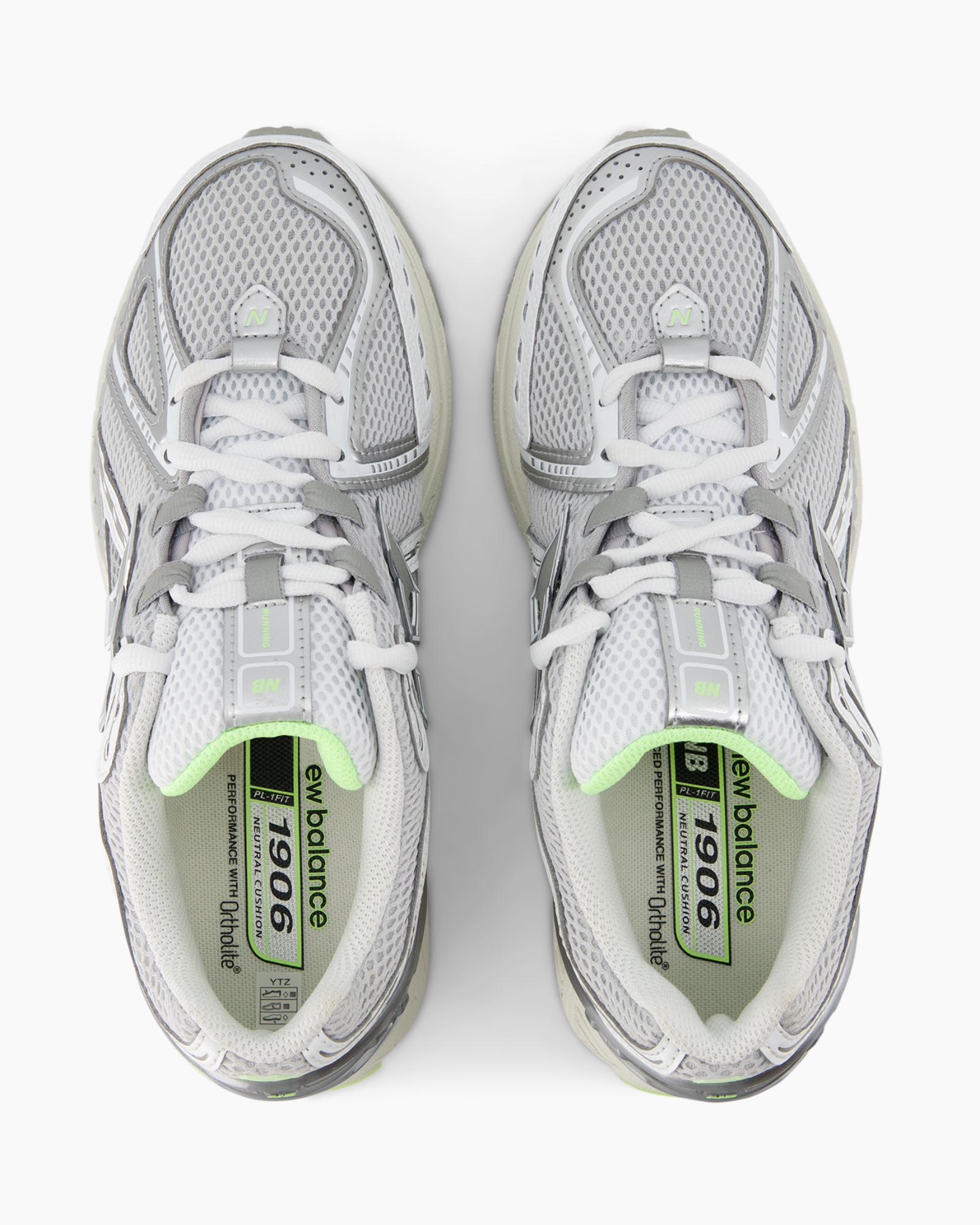running shoes, mesh, grey, white, neon green