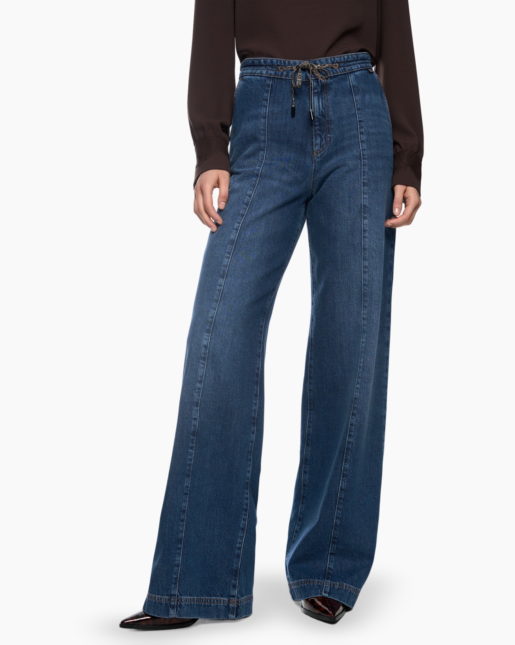 jeans, wijded-pas, hoge taille, spijkerbroek, broek