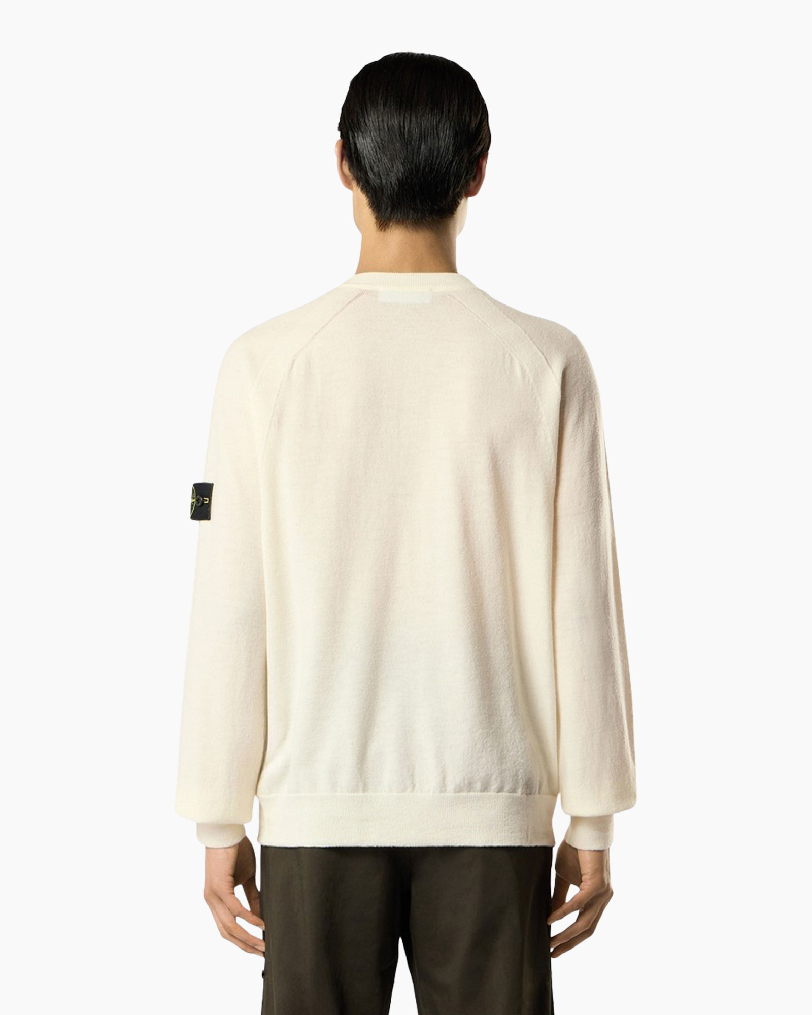 sweatshirt, creme, lange mouw, kraagloos?, patch