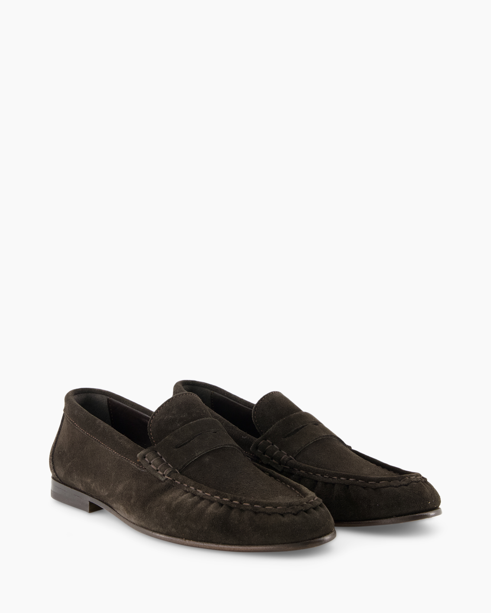 loper, mocassin, slip-on, suede, donker bruin