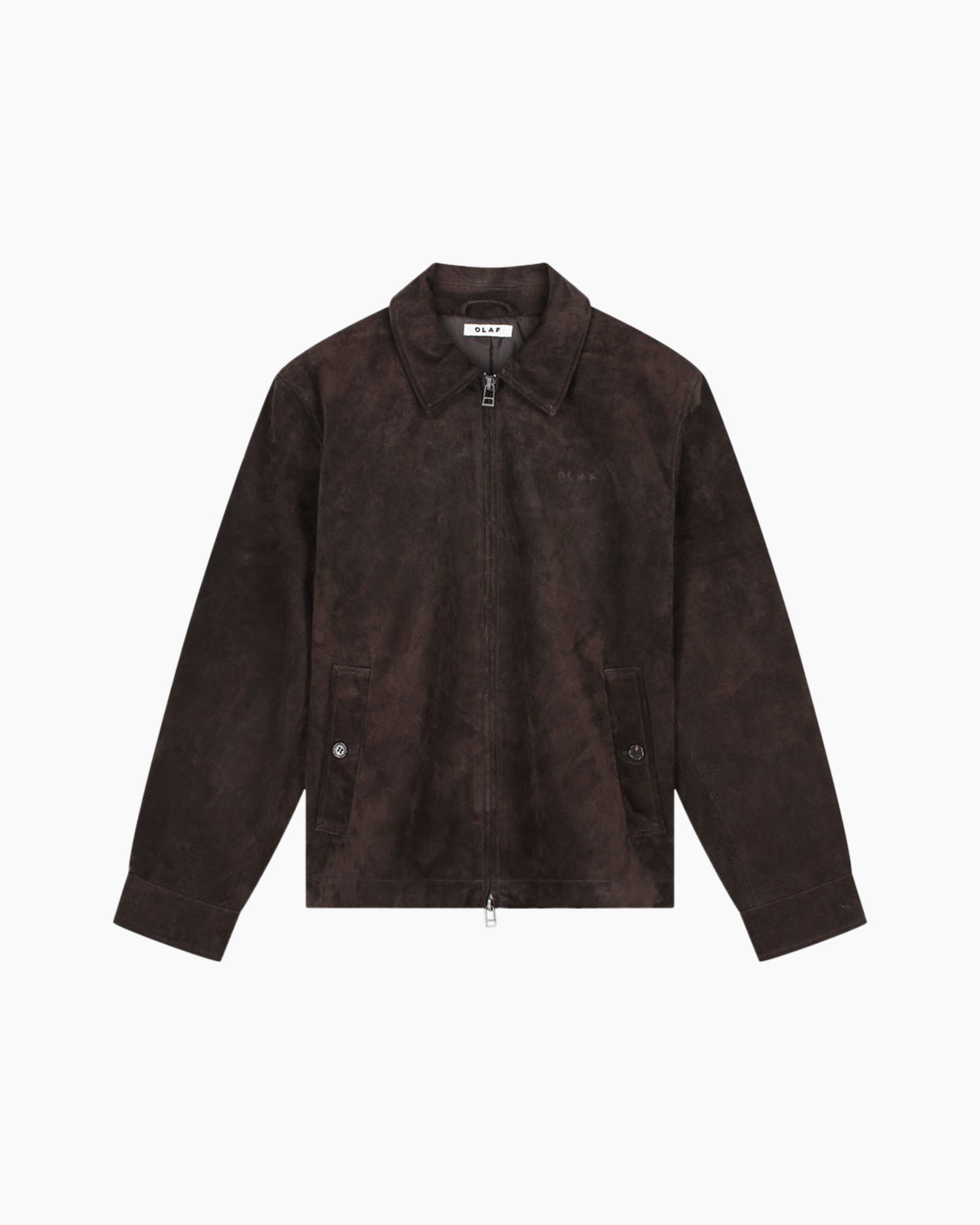 jas, suede, ritssluiting, donkerbruin, lange mouwen