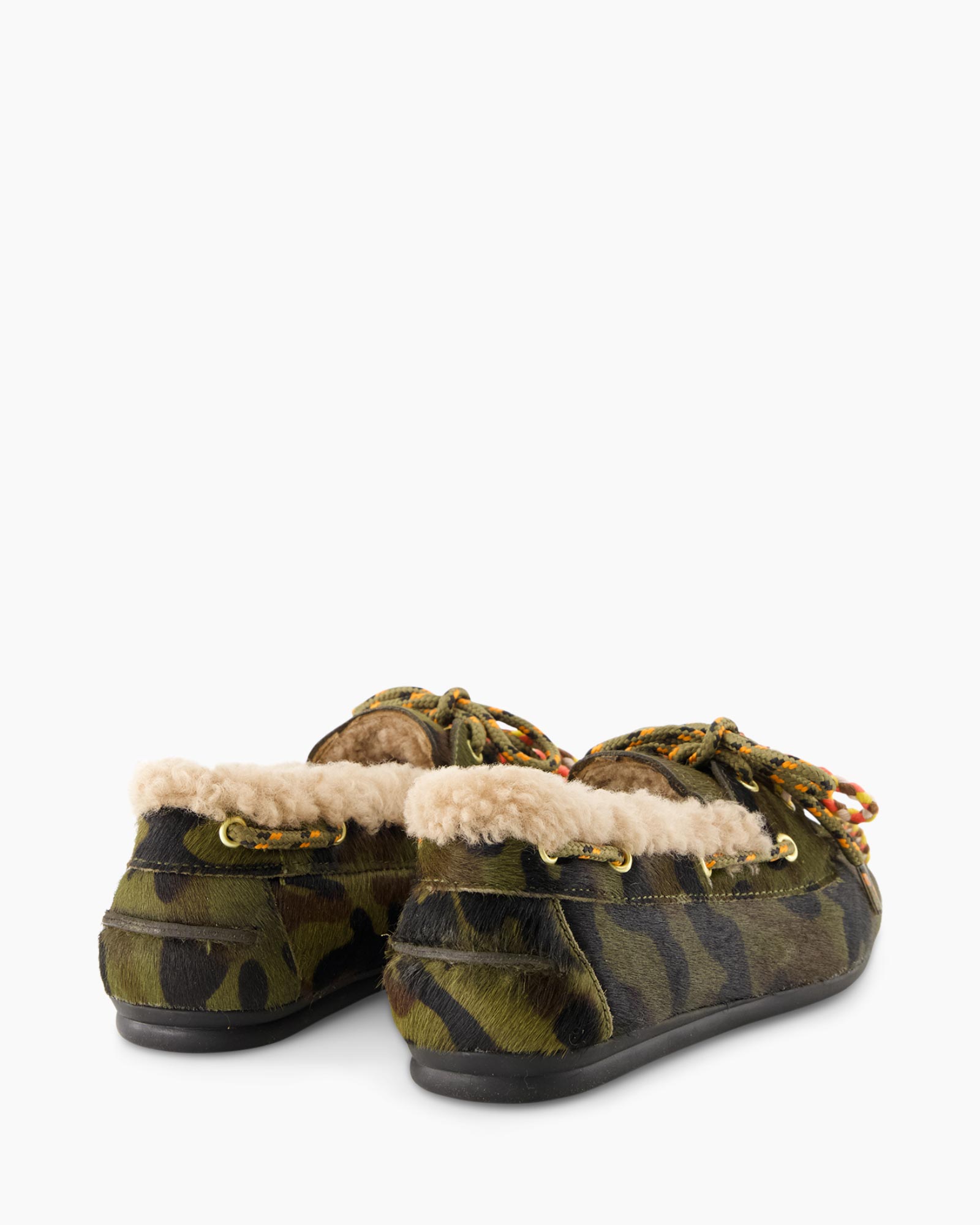 camouflage, slippers, bontvoering?, furry lining, moccasin