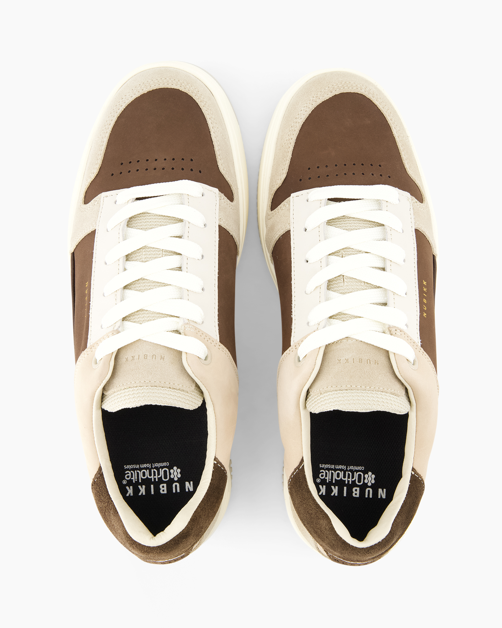 sneakers, schoen, bruin, beige, veters
