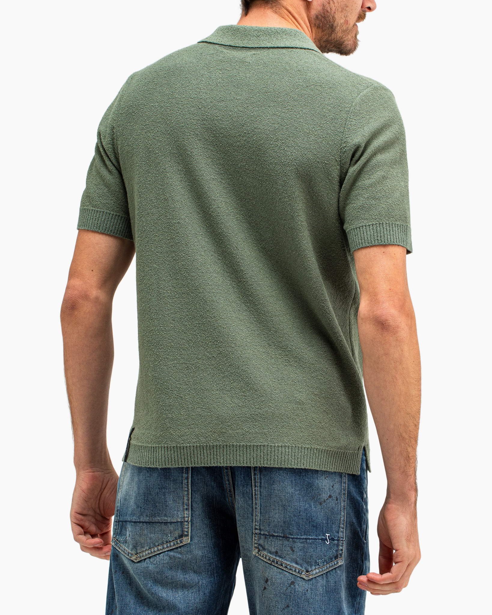 Polo Boucle Knit Polo Groen