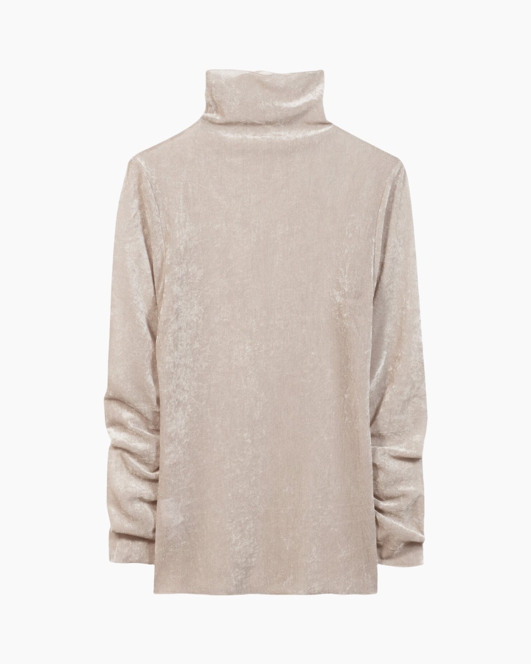 rolkraag, fluweel, langemouw, beige, top