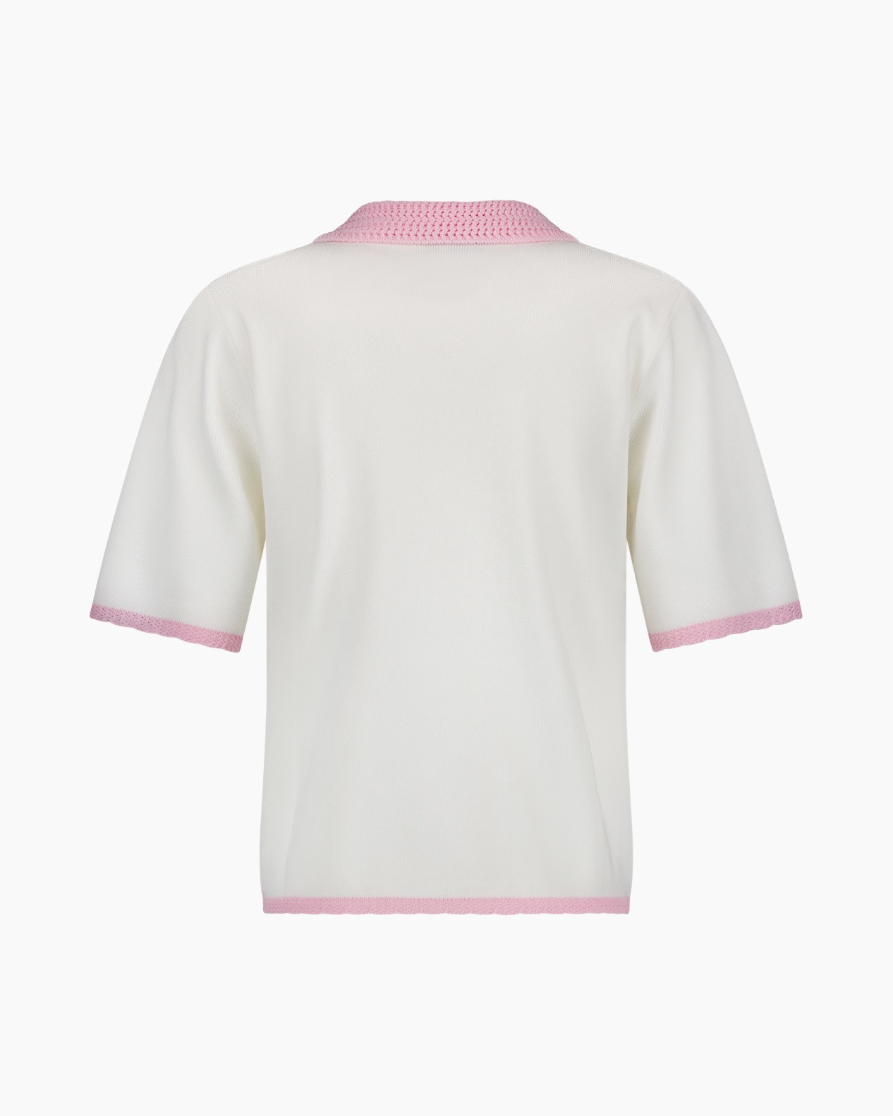polo, pink, collar, short-sleeve, knit pocket